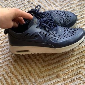 Navy blue leather Nike  Thea with cutouts